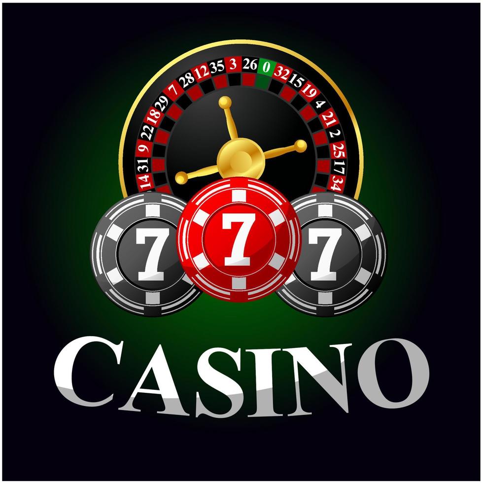 Gambling icon with chips and roulette vector