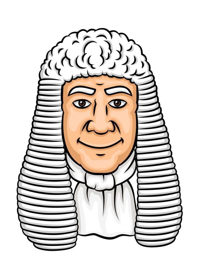 Cartoon old judge in white wig vector