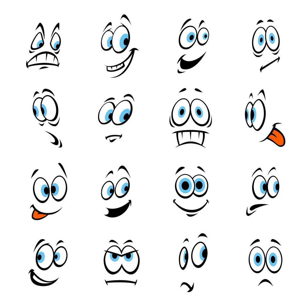 Cartoon eyes with expressions and emotions vector