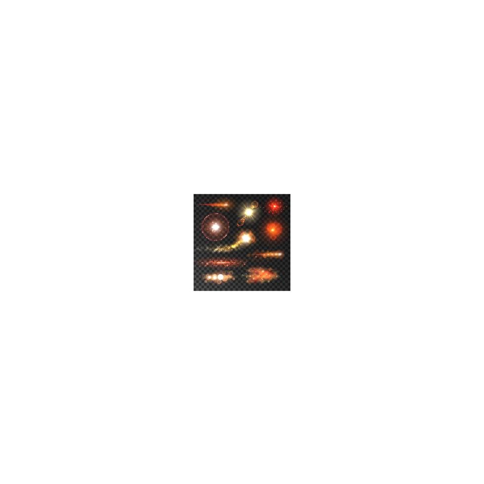 Red stars and flashes with lens flare effect vector