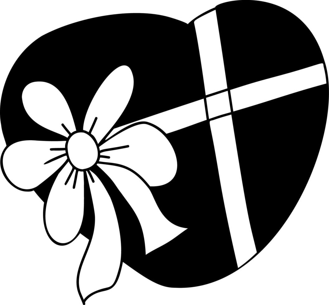 Gift. Heart box with bow. Hand drawn doodle vector