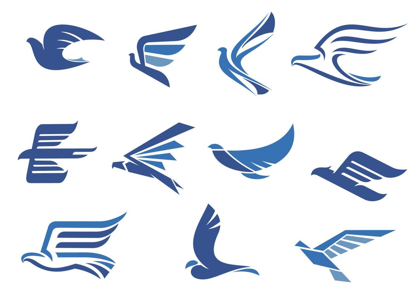 Abstract fast flying blue birds vector