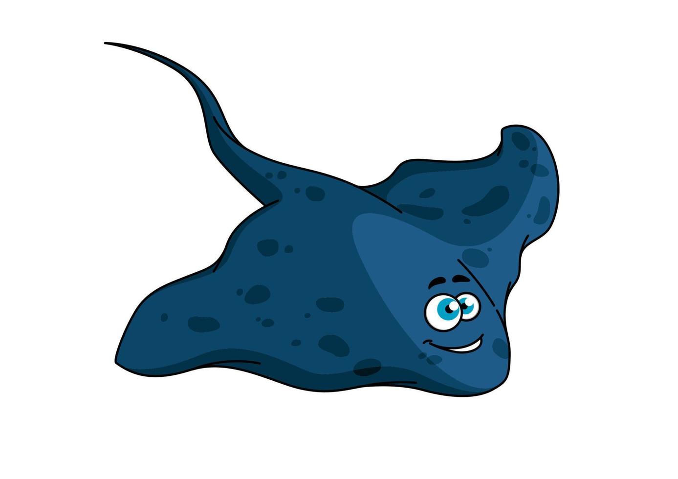 Blue spotted stingray cartoon character vector