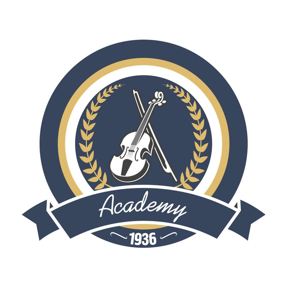 Music academy heraldic insignia with violin vector