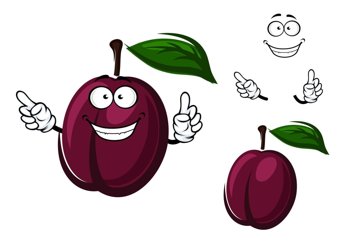 Cartoon plum fruit with purple peel vector