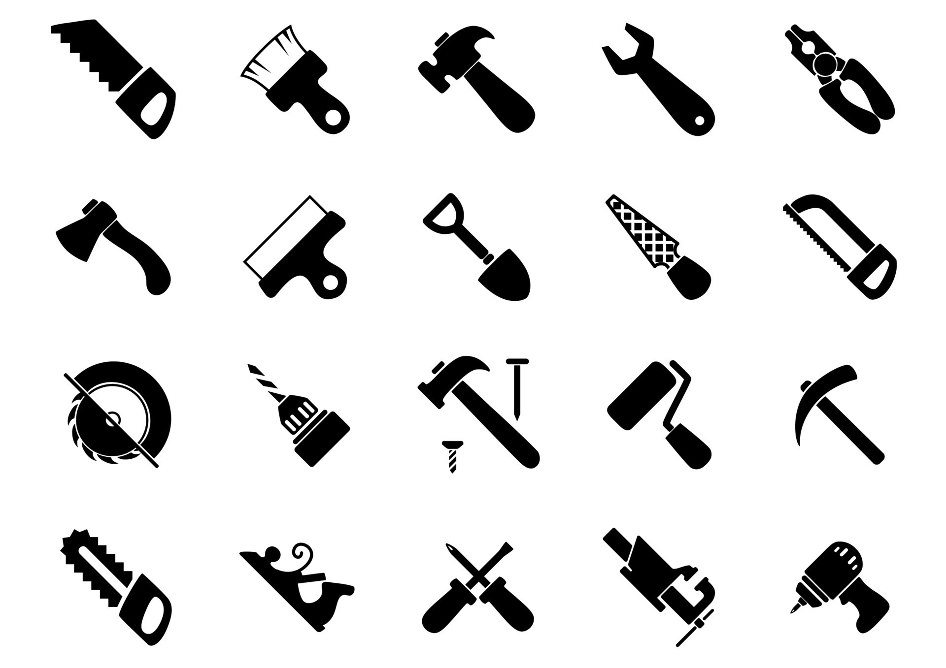 Set of black hand and power tools icons 11677446 Vector Art at Vecteezy