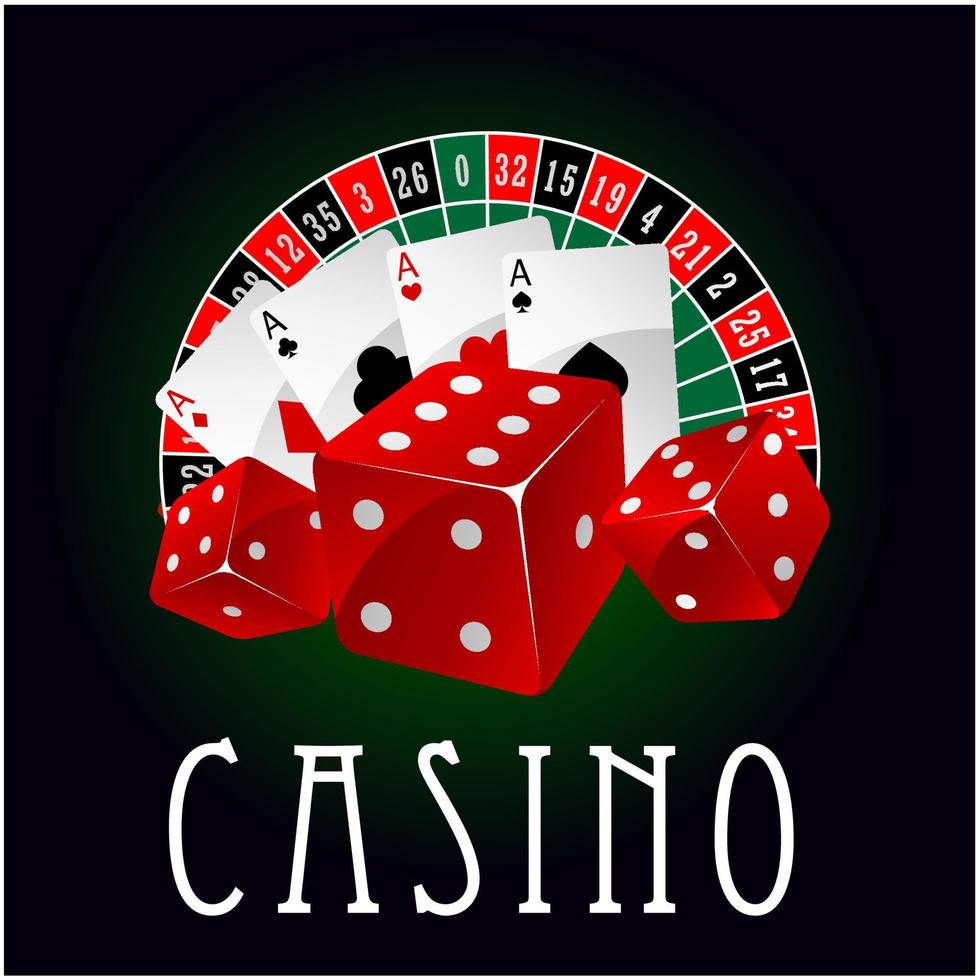 icono de casino con ases, dados y ruleta vector