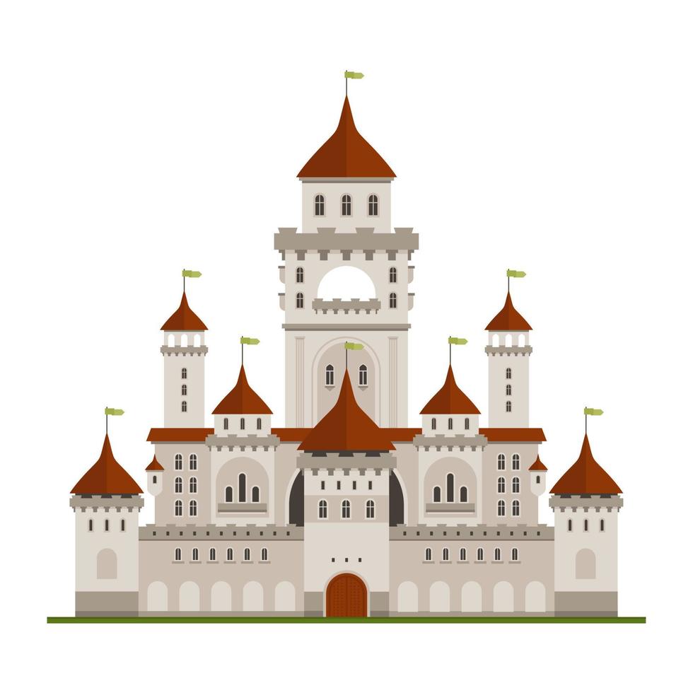 Royal family castle with guard walls, main palace vector