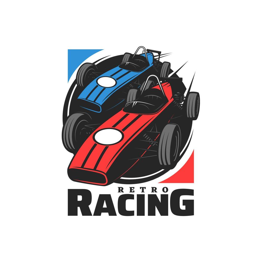 icono del club de coches de carreras retro o emblema vintage vector
