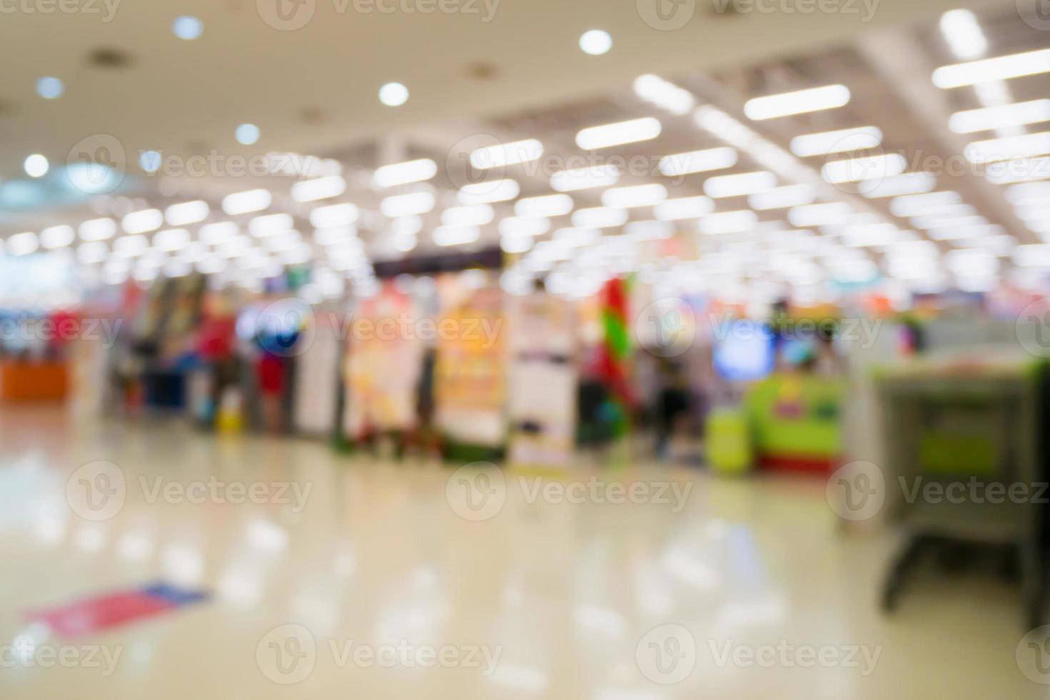 Abstract blur Shopping cart in supermarket background photo