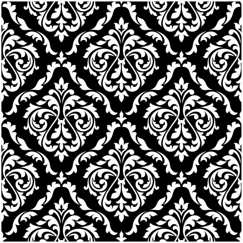 Foliage damask seamless pattern with leaf scrolls vector