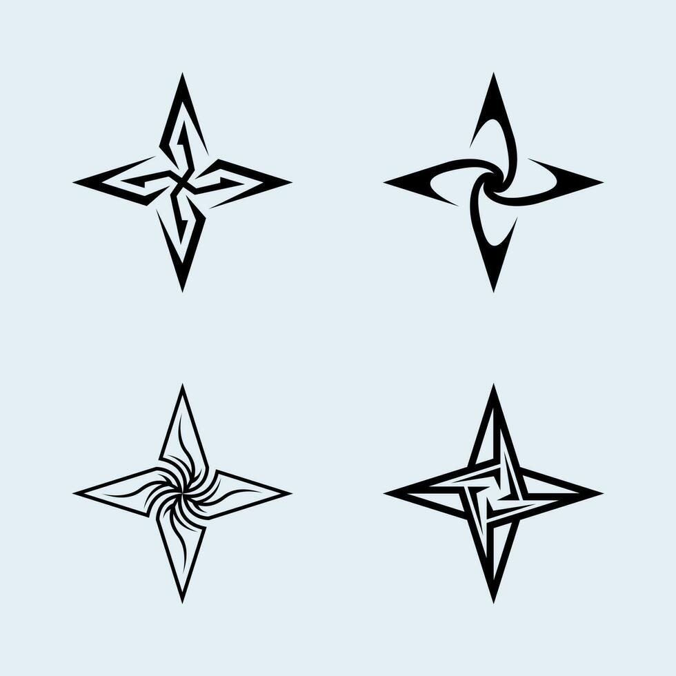 Shuriken Stars Pack Vector with kinds of shape