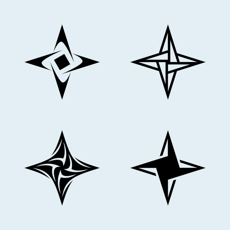 vector de paquete de estrellas shuriken con tipos de forma