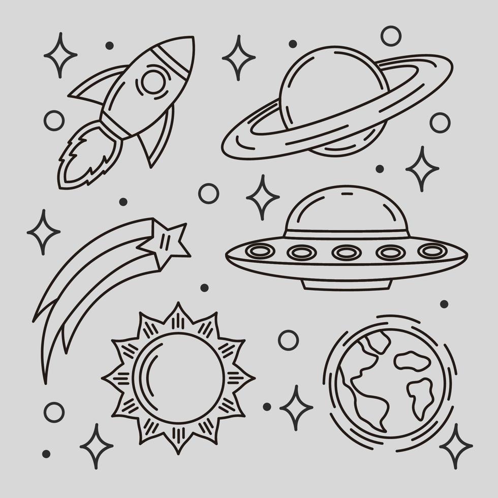 Hand Drawn Outer Space Minimalist Tattoo vector