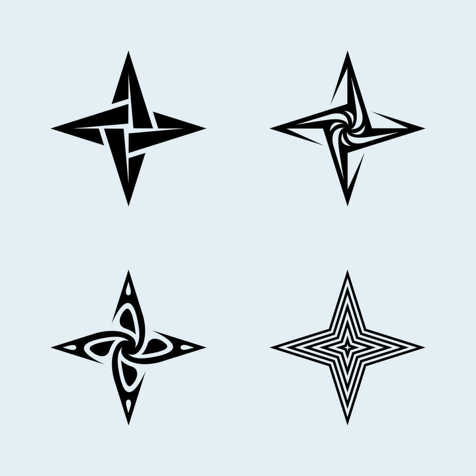 vector de paquete de estrellas shuriken con tipos de forma