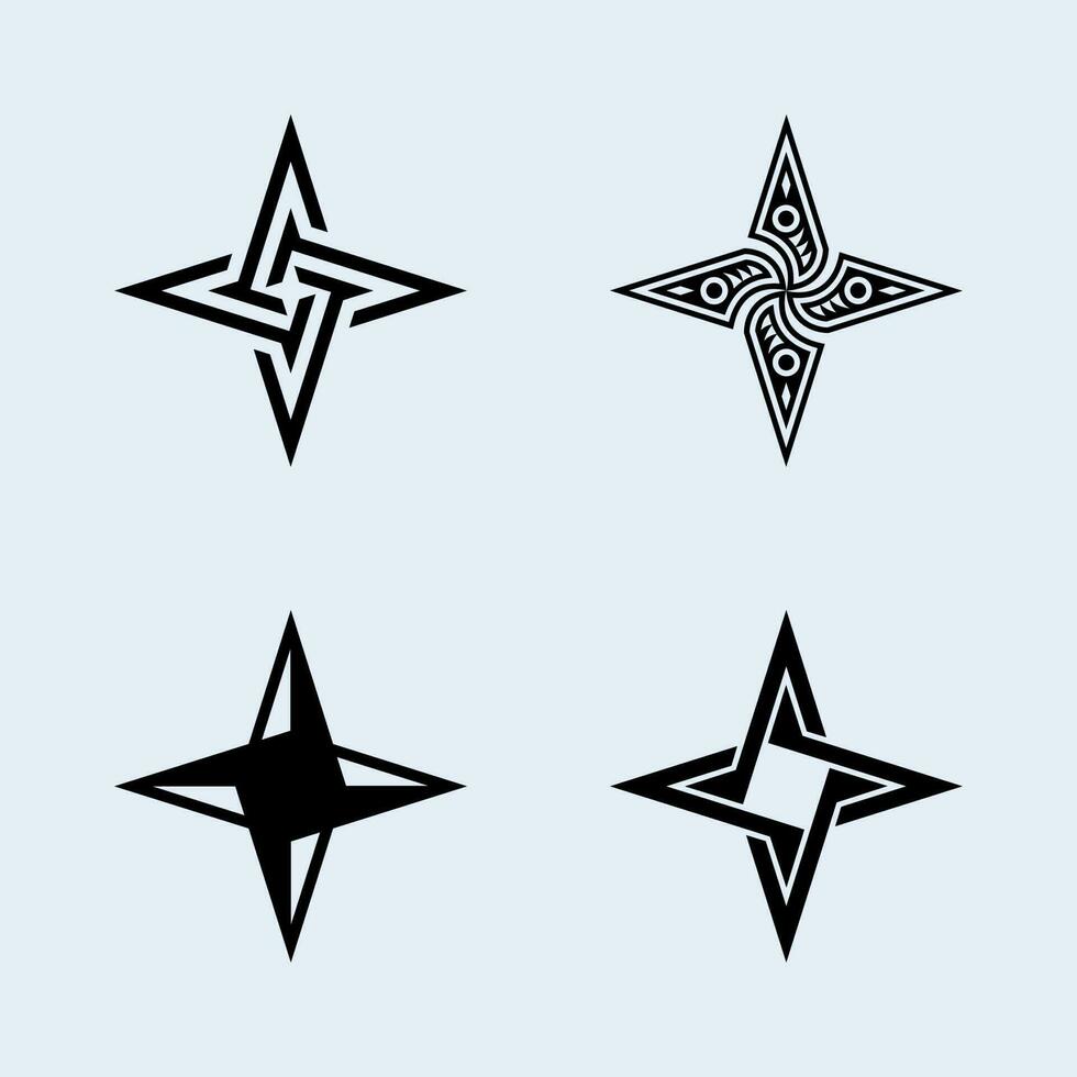 Shuriken Stars Pack Vector with kinds of shape