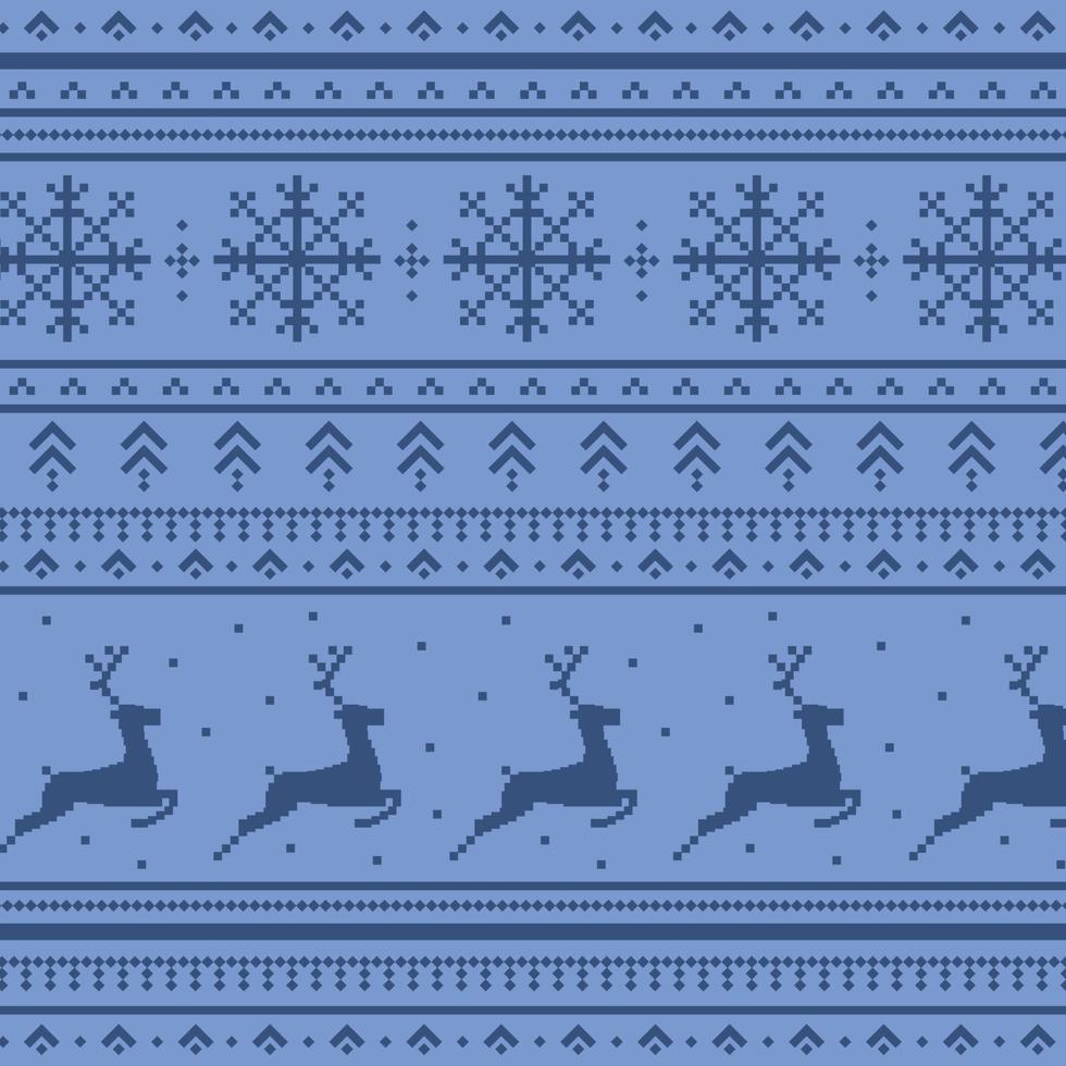 Navidad fondo panorámico azul con dibujos de ciervos y patrones de la fiesta - vector