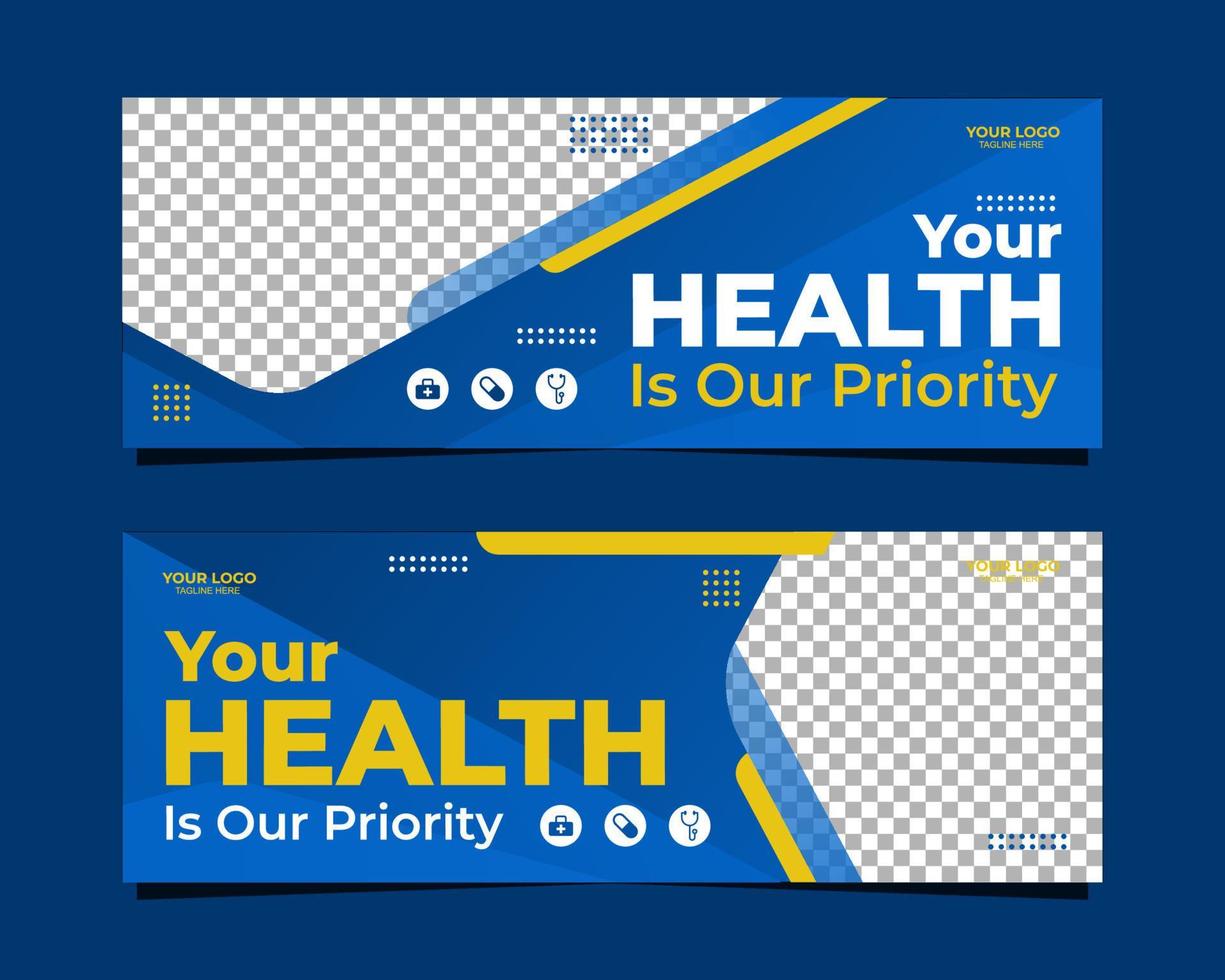 Medical health care web banner template vector