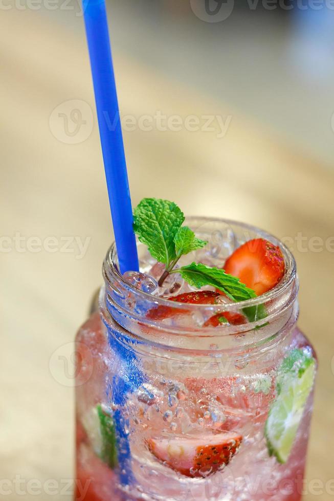 Iced Drink With Strawberry And Lemon photo