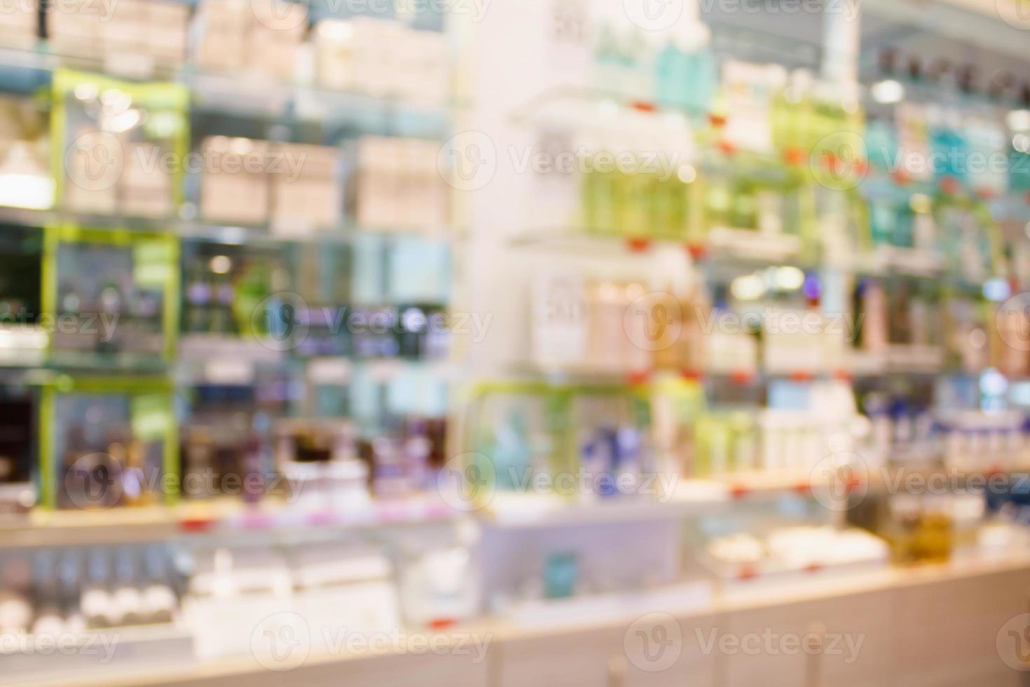 Beauty and cosmetic shop abstract defocused blur background photo