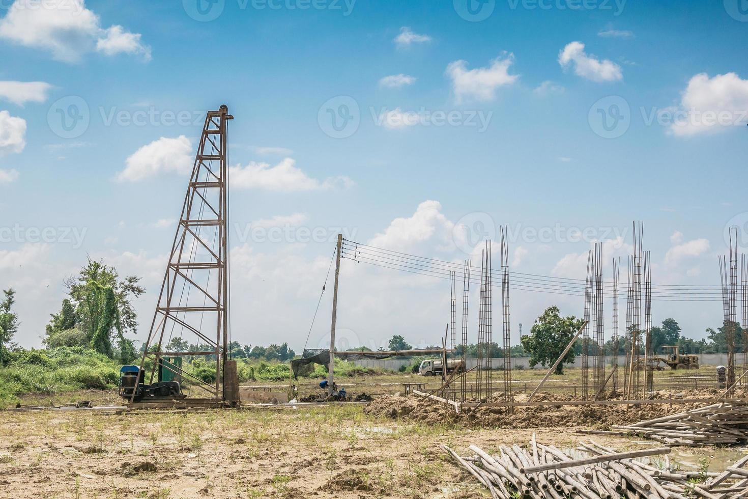 pile driver at construction site photo