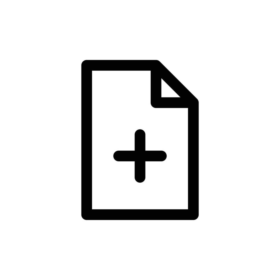 Add new page icon in black outline style vector