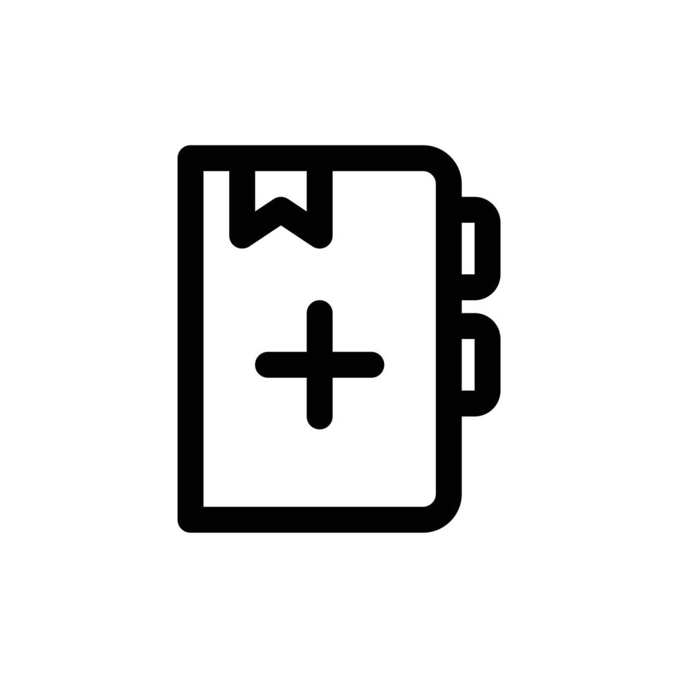 Add notebook icon in black outline style vector