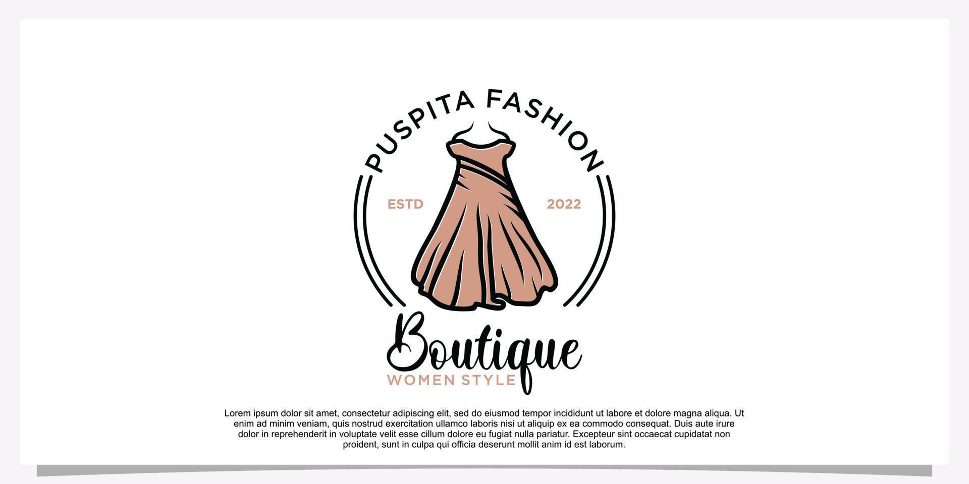 Fashion logo design with dress fashion logo art vector logo template Premium Vector Part 2