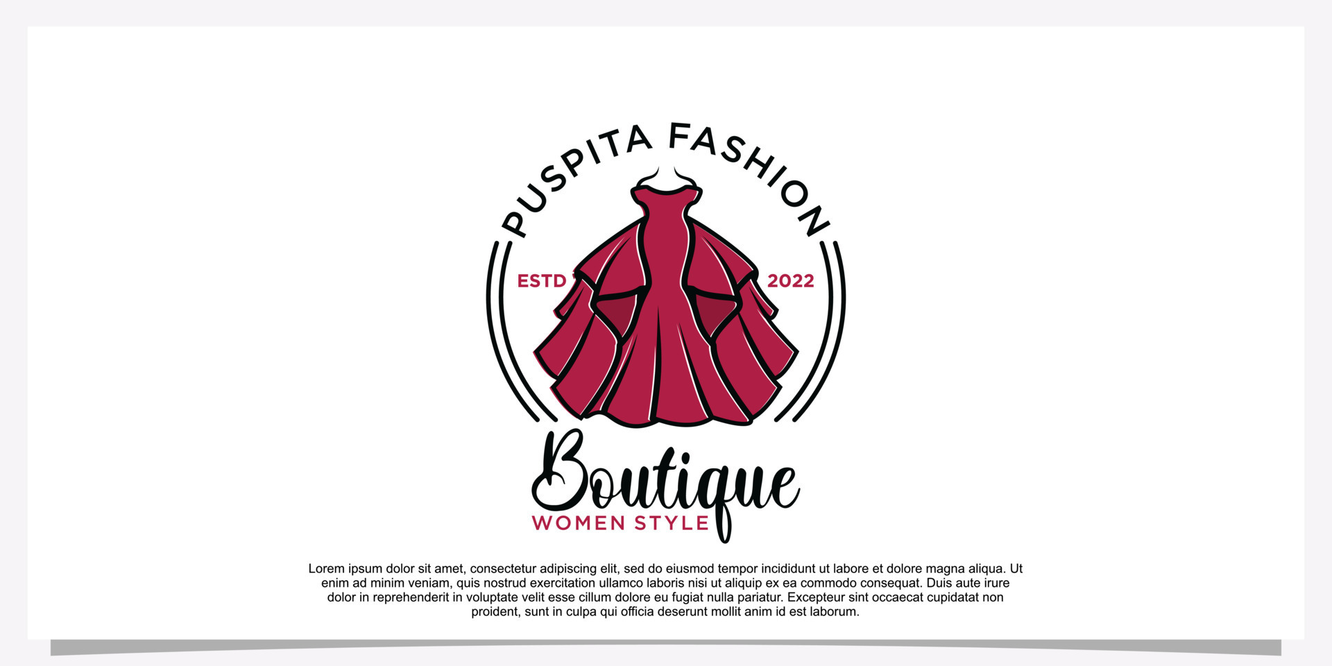 Fashion logo design with dress fashion logo art vector logo template