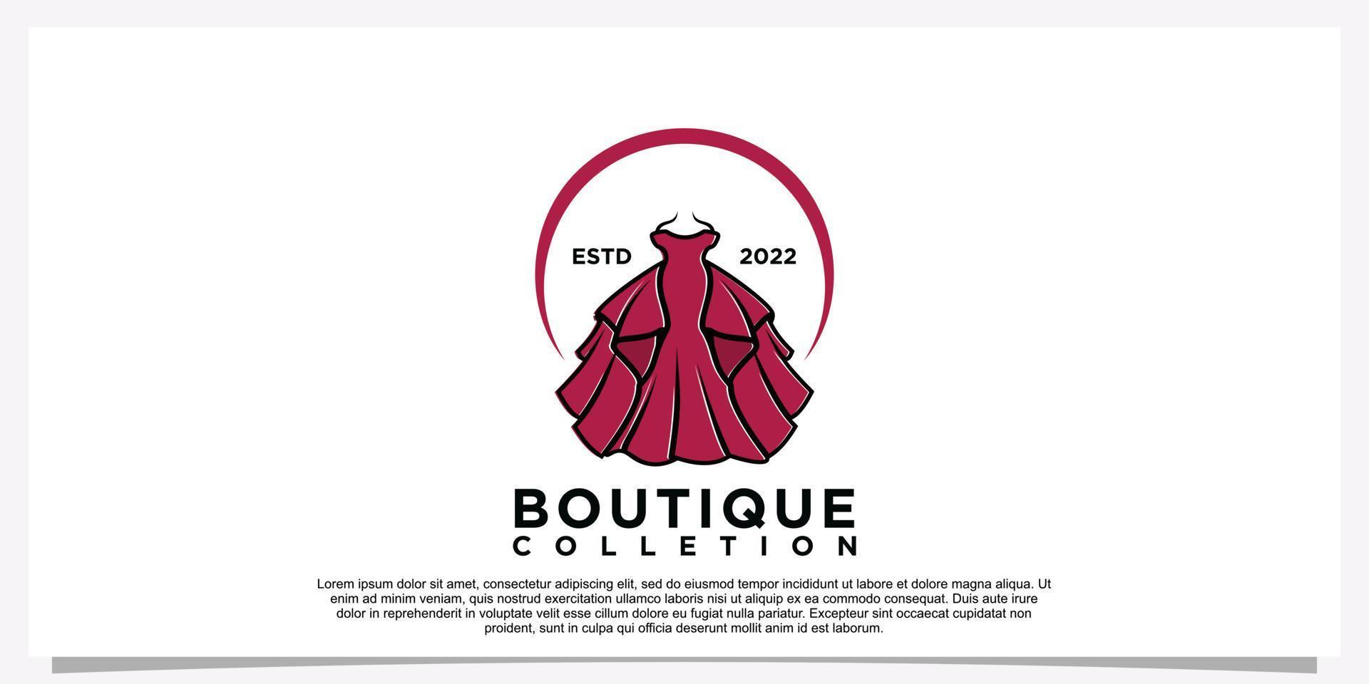 logotipo de boutique de moda y emblema de etiqueta de logotipo de tienda vector premium