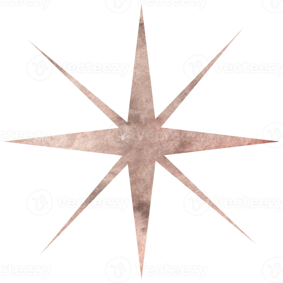 Beautiful watercolor star. Transparent png clipart for design