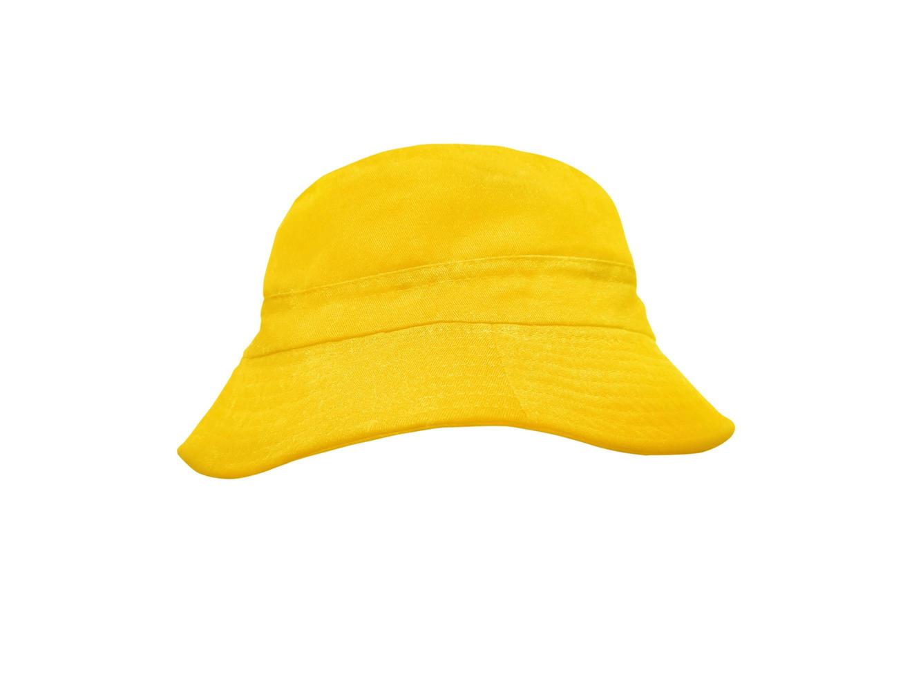 yellow bucket hat isolated on white photo