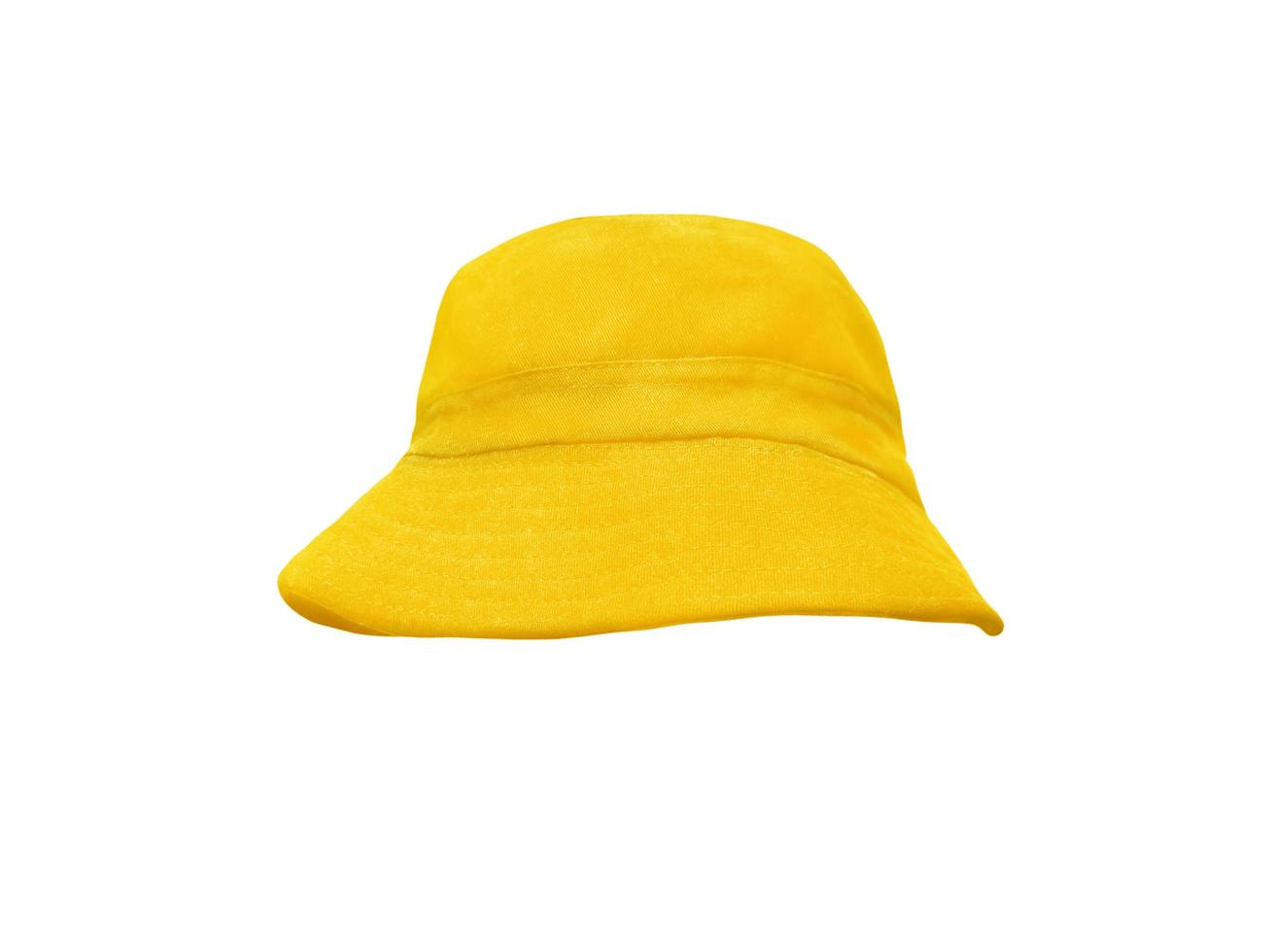 yellow bucket hat isolated on white photo