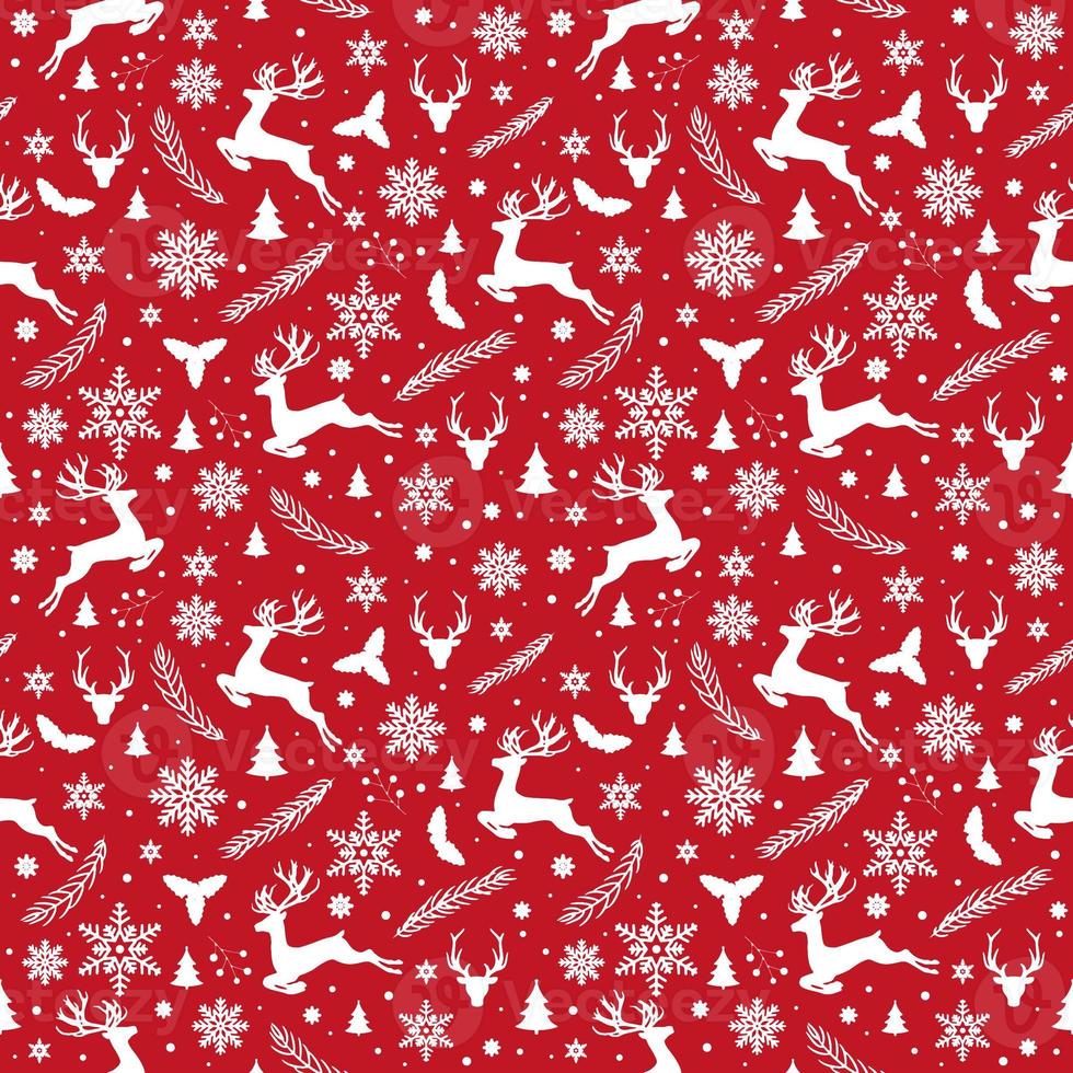 Snowflakes Deer Christmas Ornaments Seamless Pattern Design photo