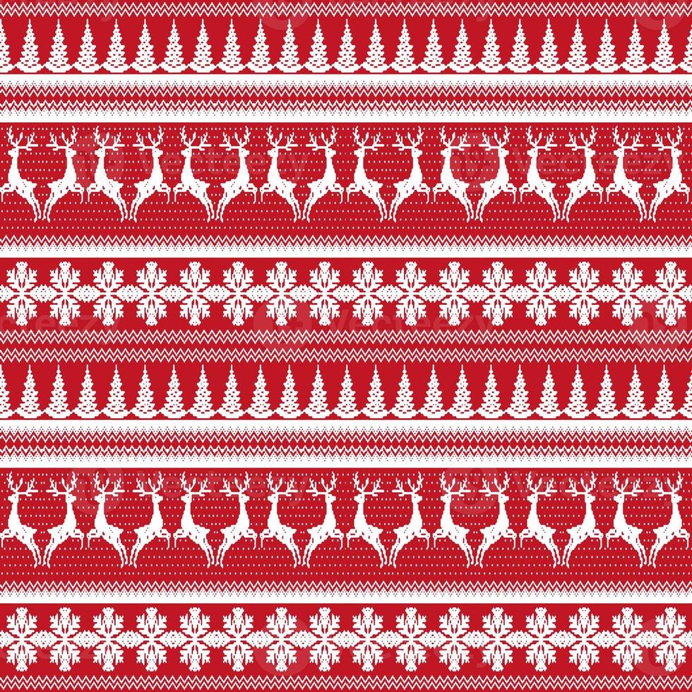 Christmas Deer Snowflakes trees Seamless Pattern Design photo