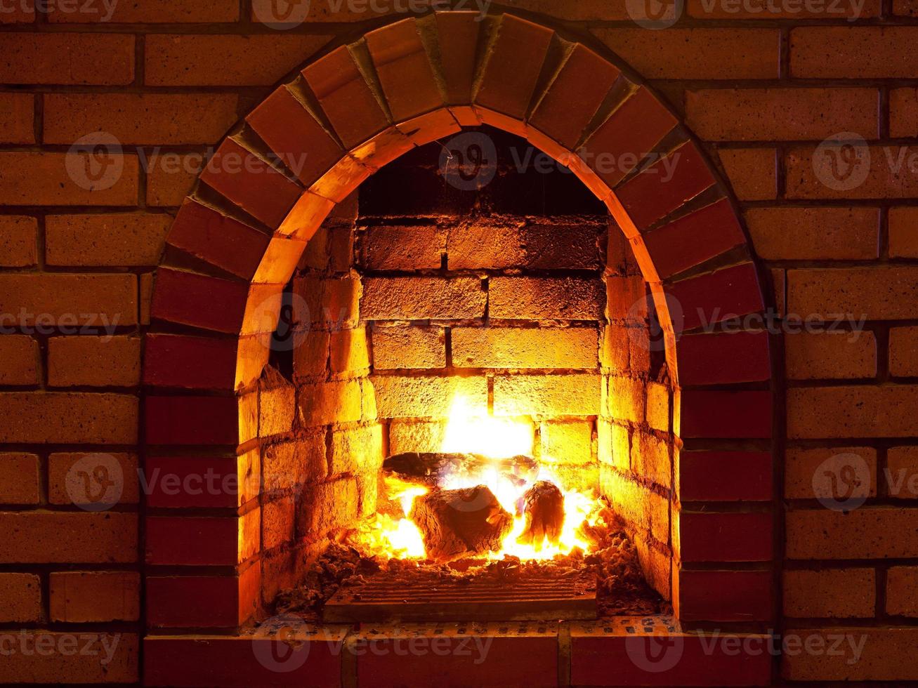 fire in  fireplace photo