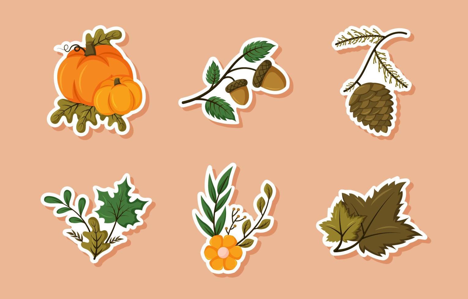 Nature Fall Floral Stickers vector
