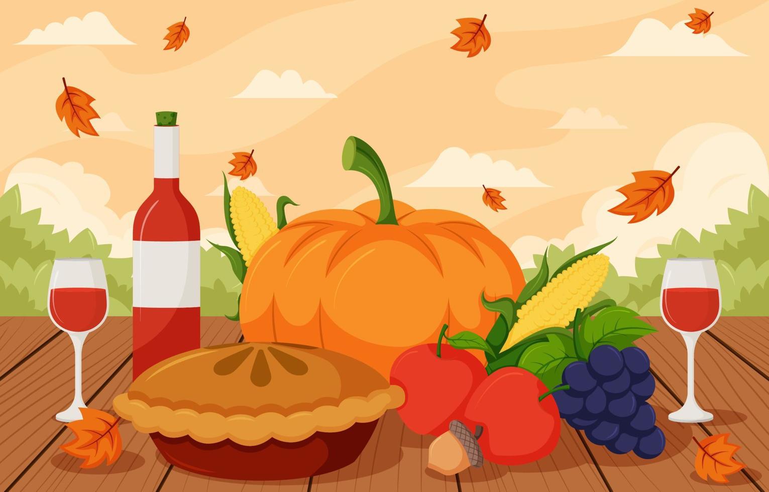 Thanksgiving Food And Beverages Background vector