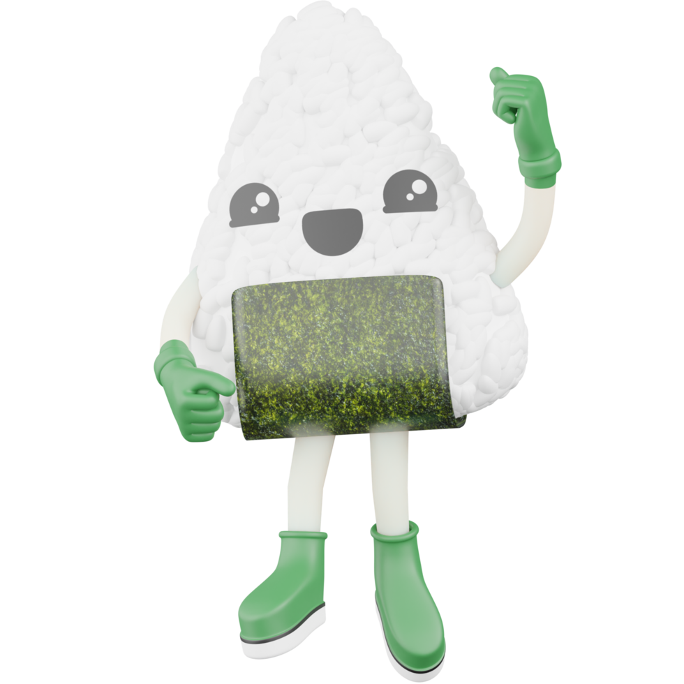 onigiri japonés aislado 3d png