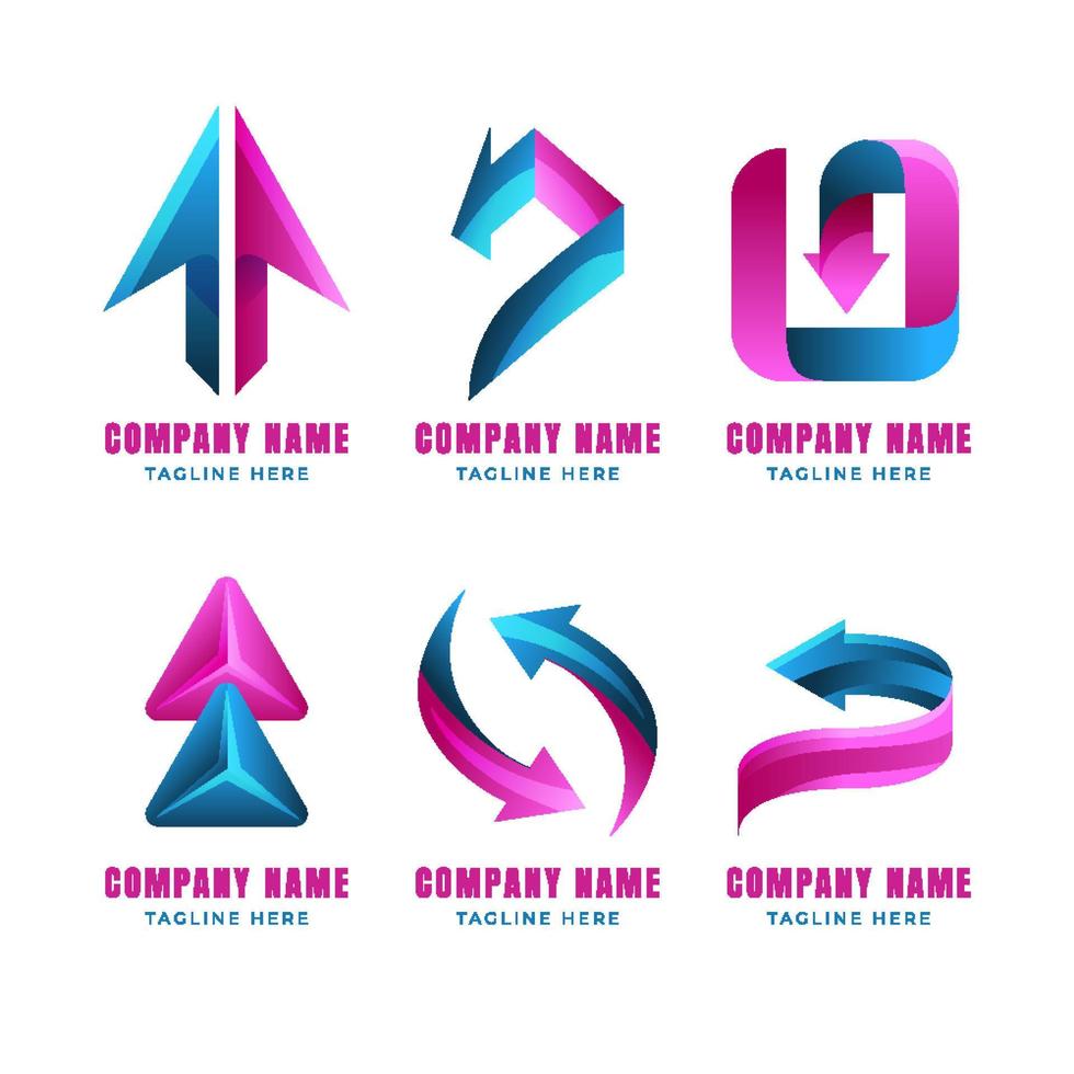 Gradient Blue Arrow Logo Set vector