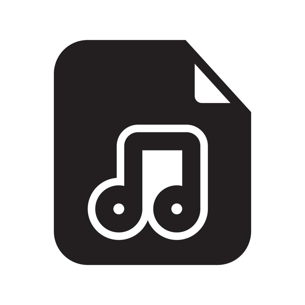 icono de archivos de música estilo sólido vector