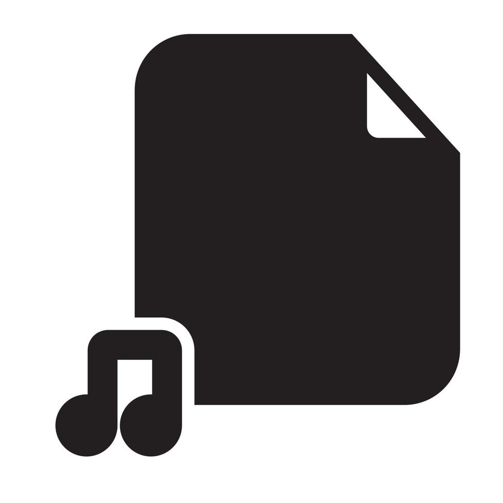 icono de archivos de música estilo sólido vector