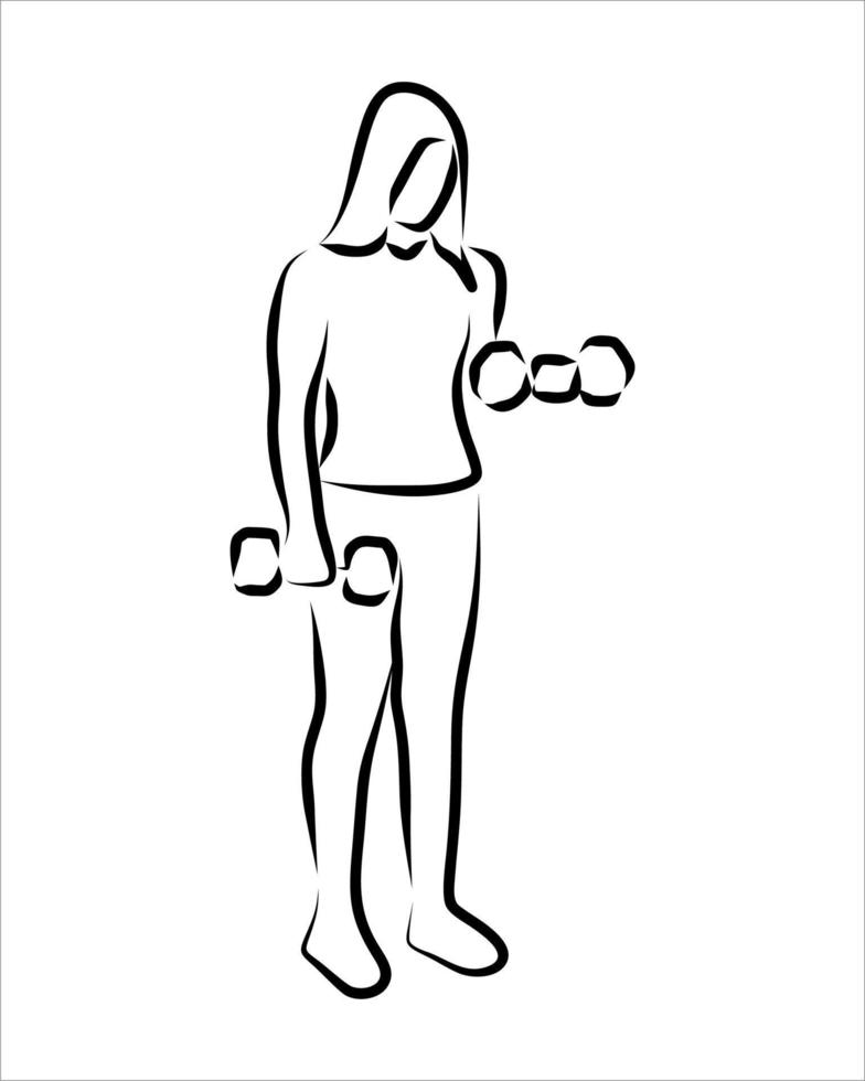 Line drawing of gym vector