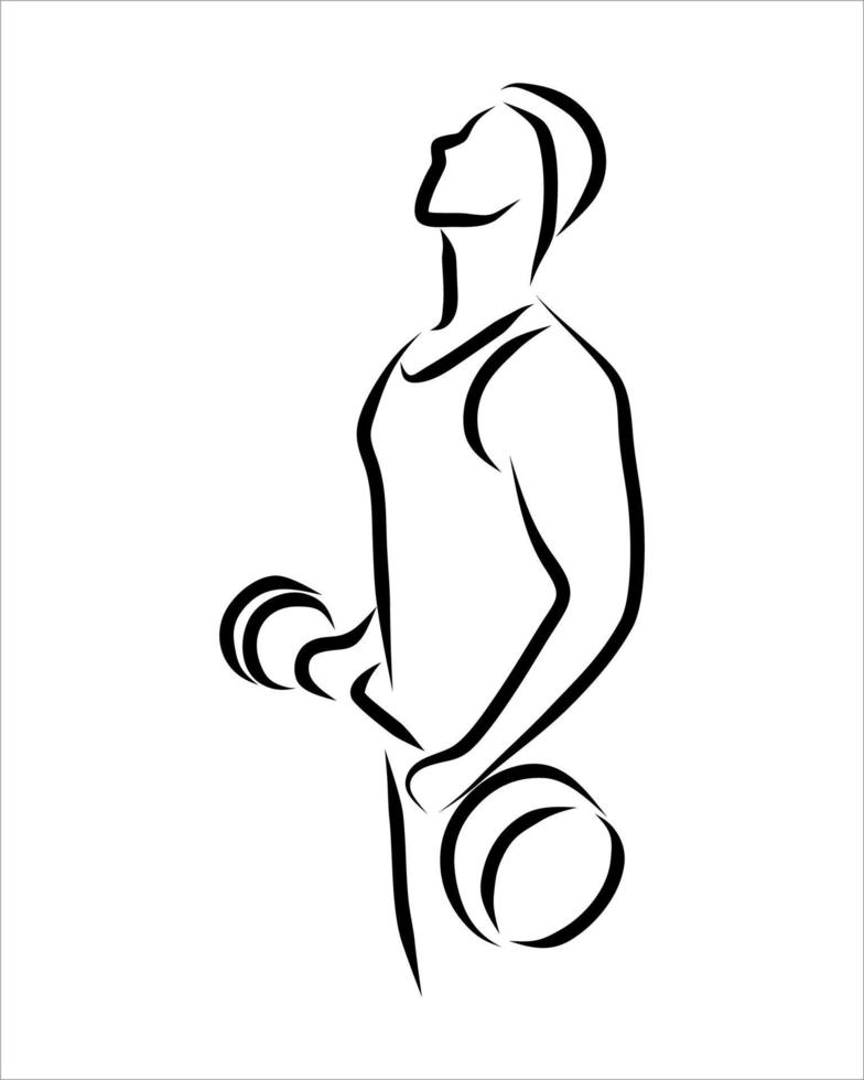 Line drawing of gym vector
