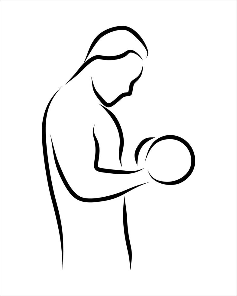 Line drawing of gym vector