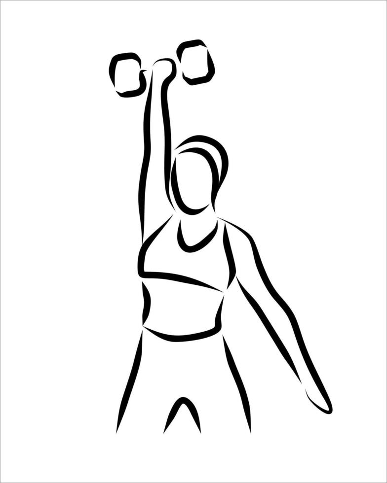 Line drawing of gym vector