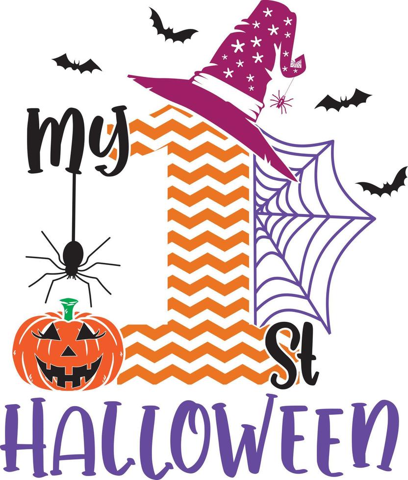 My 1st Halloween, Halloween Truck, Happy Halloween, Vector Illustration File