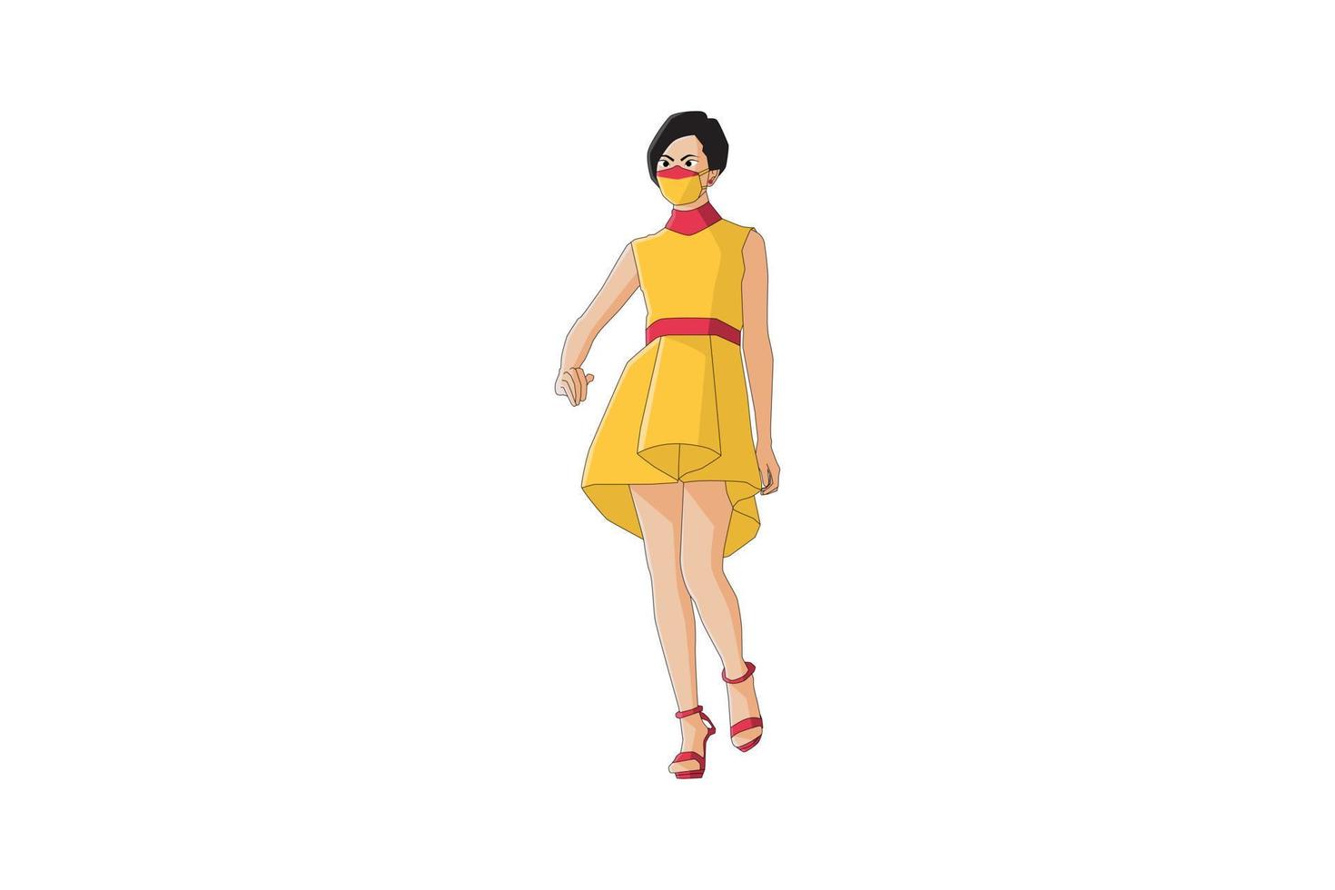 Vector illustration of elegant women walking