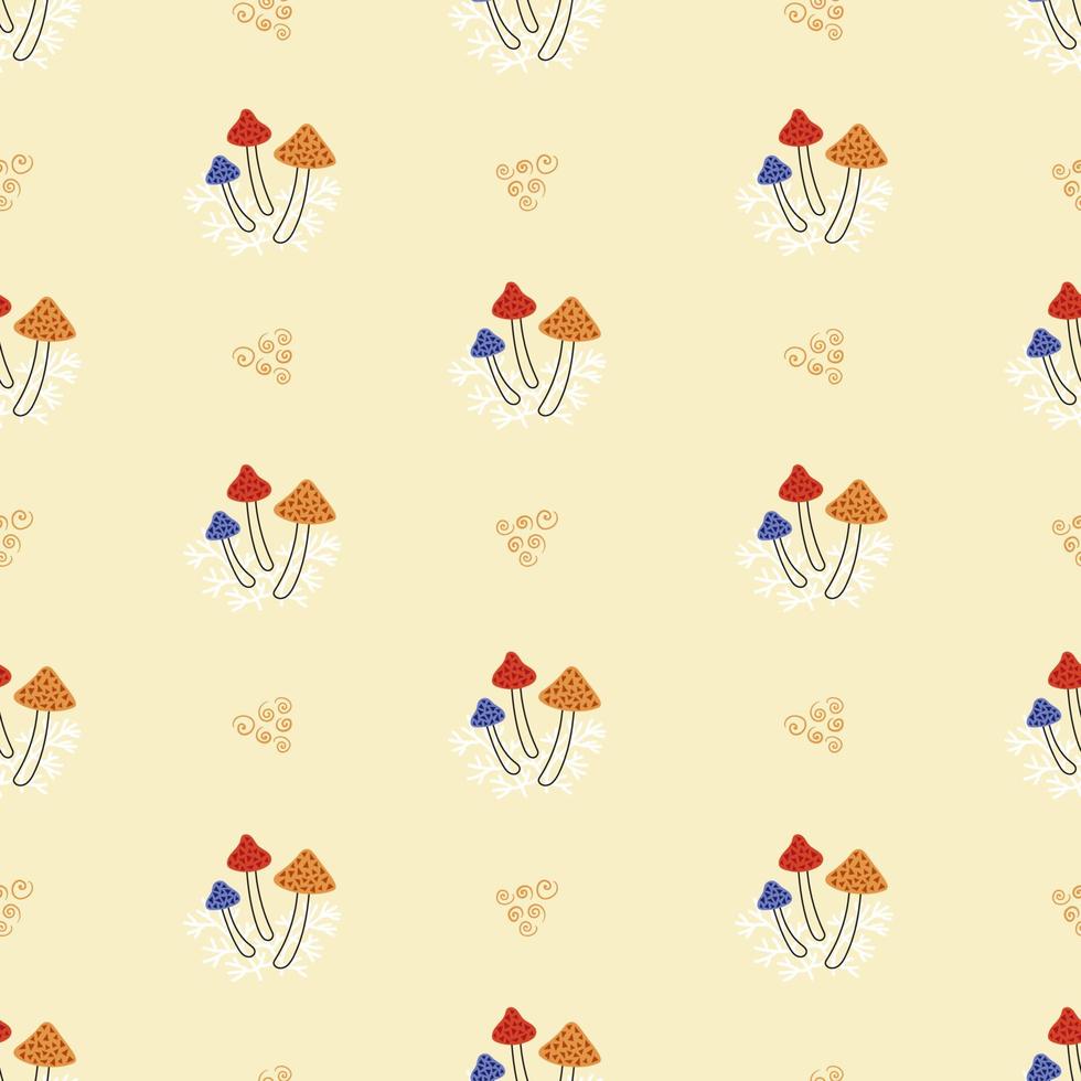 Seamless vector pattern with cute stylized toadstools