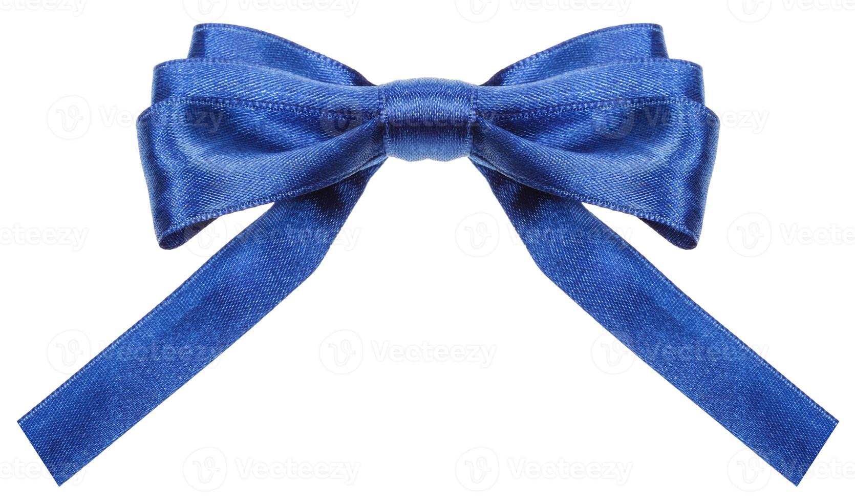 symmetrical blue ribbon bow with square cut ends photo